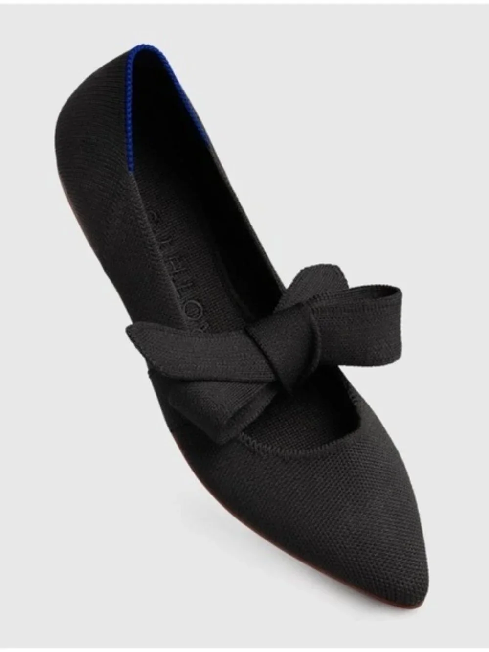 Rothy's Women's Black Bow The Pointy Slip-On Ballet Flat Size 12.5